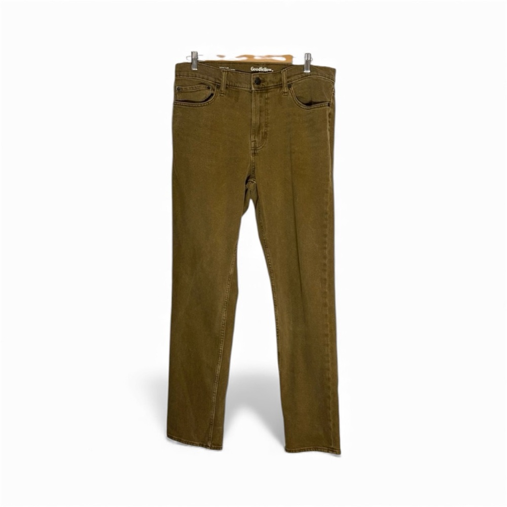 GOODFELLOW & CO. Men's 34Wx 32L Dark Khaki Slim Jeans